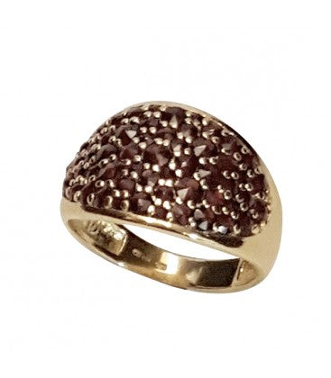 Bague grenat jonc pavée