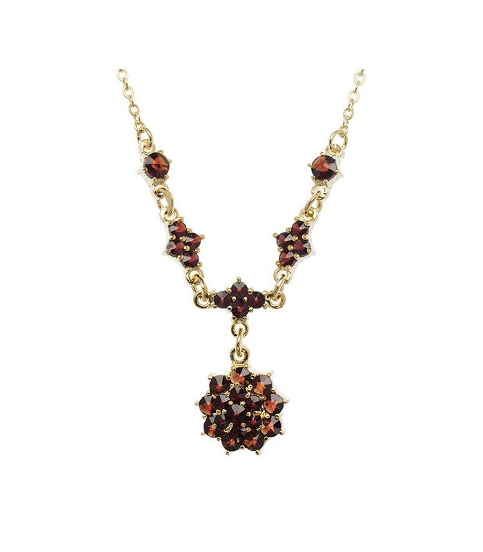 Collier fleur grenat
