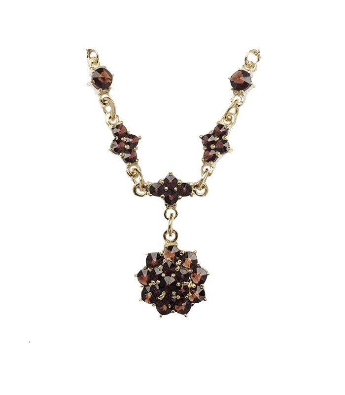 Collier fleur grenat