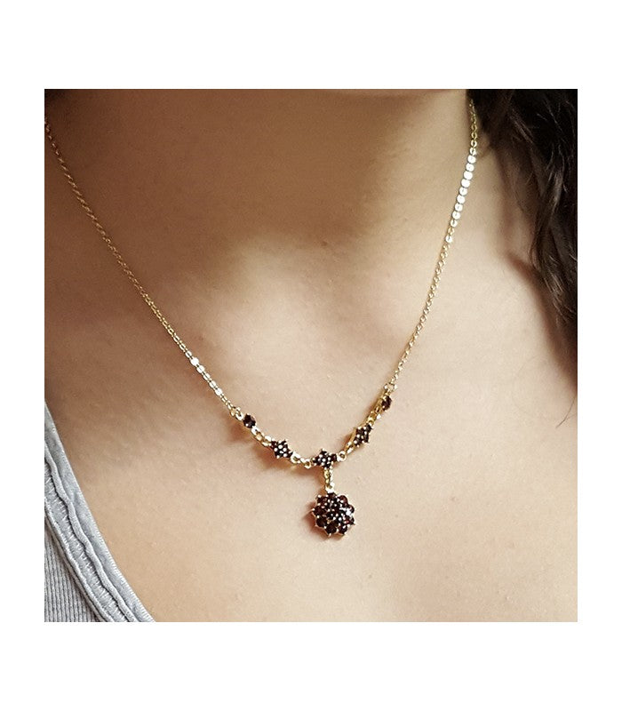 Collier fleur grenat