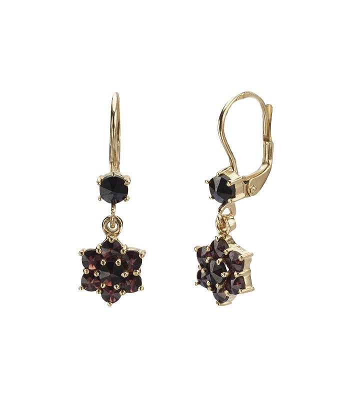 Boucles d’oreilles fleurs grenat
