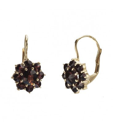 Boucles d’oreilles fleurs 8mm grenat