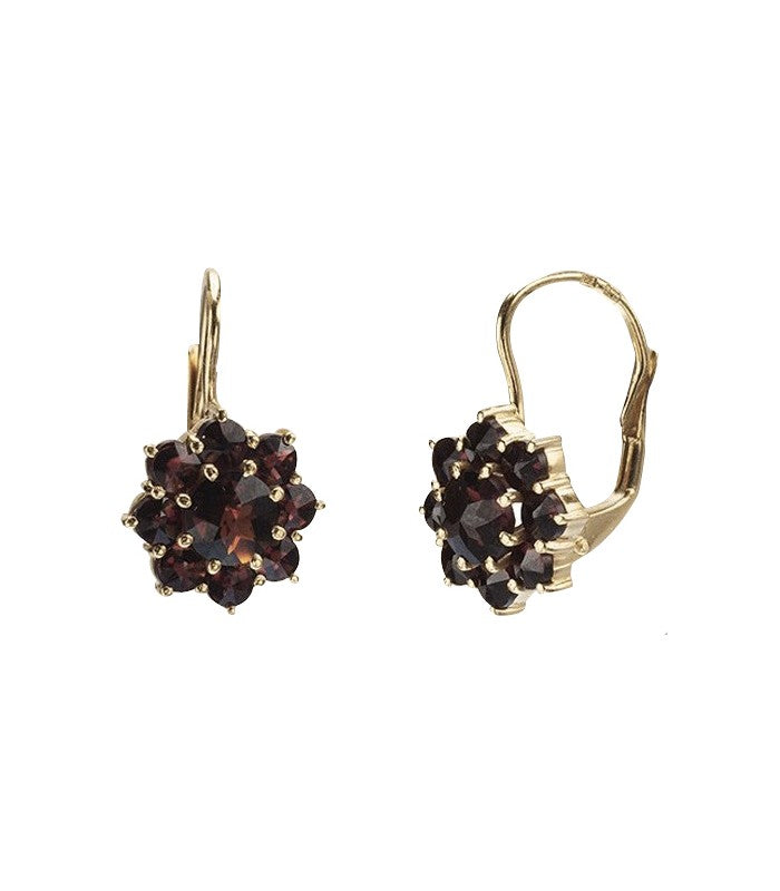 Boucles d’oreilles fleurs 8mm grenat