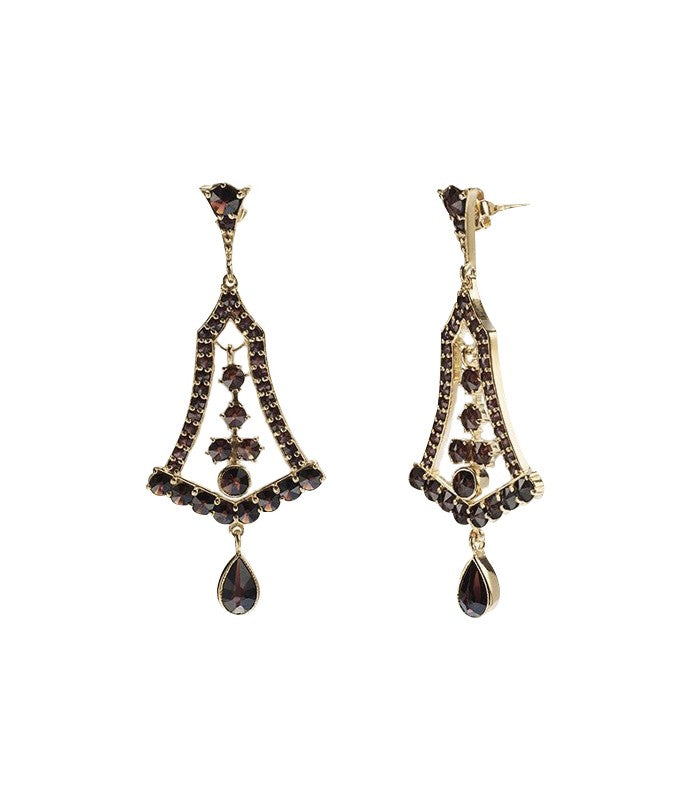 Boucles d’oreilles grenat arabesque