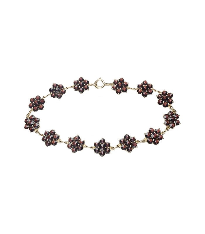 Bracelet grenat fleurs