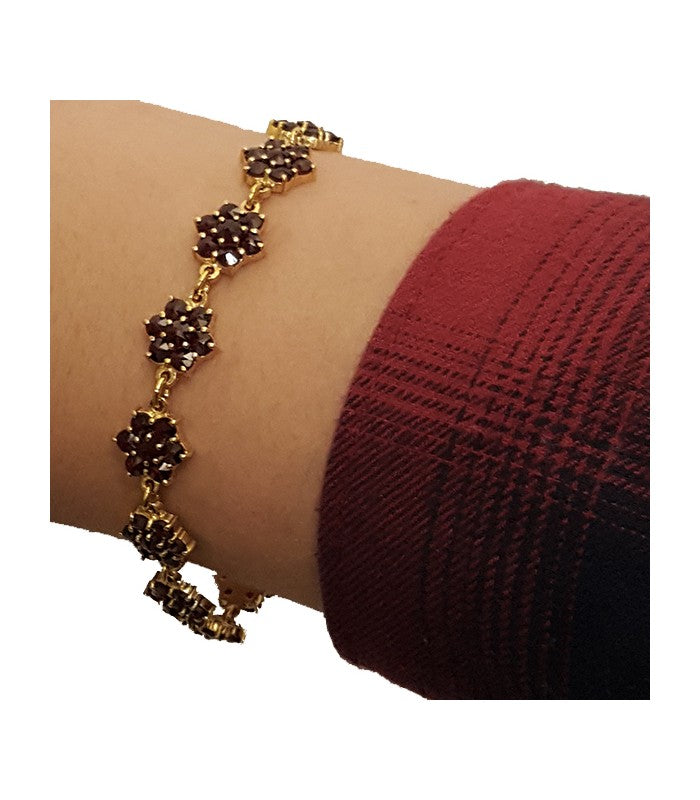 Bracelet grenat fleurs