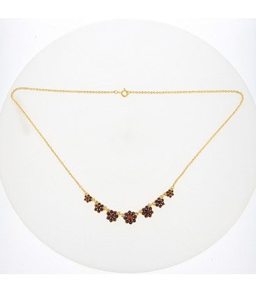 Collier 7 fleurs grenat