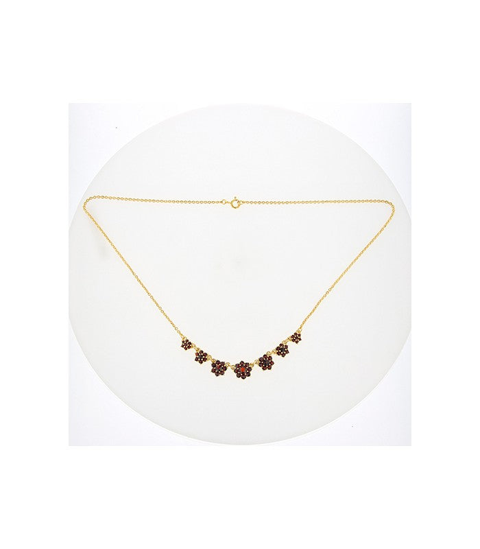 Collier 7 fleurs grenat