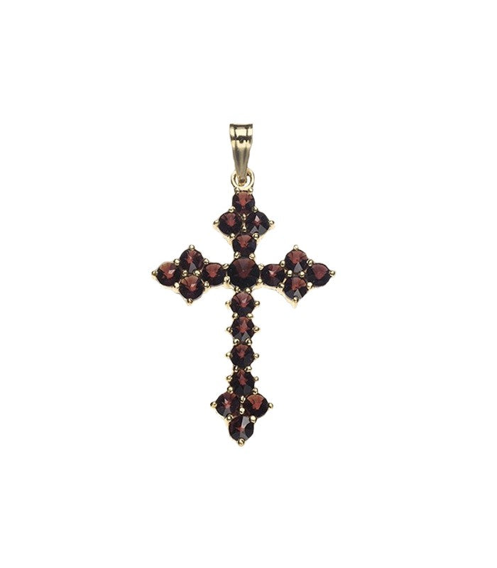 Pendentif croix grenat 